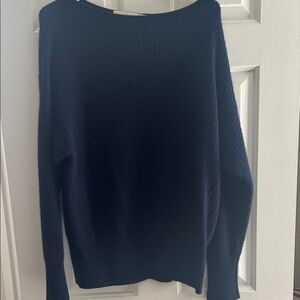 Nordstrom 100% Cashmere Navy Blue Boat Neck Sweater